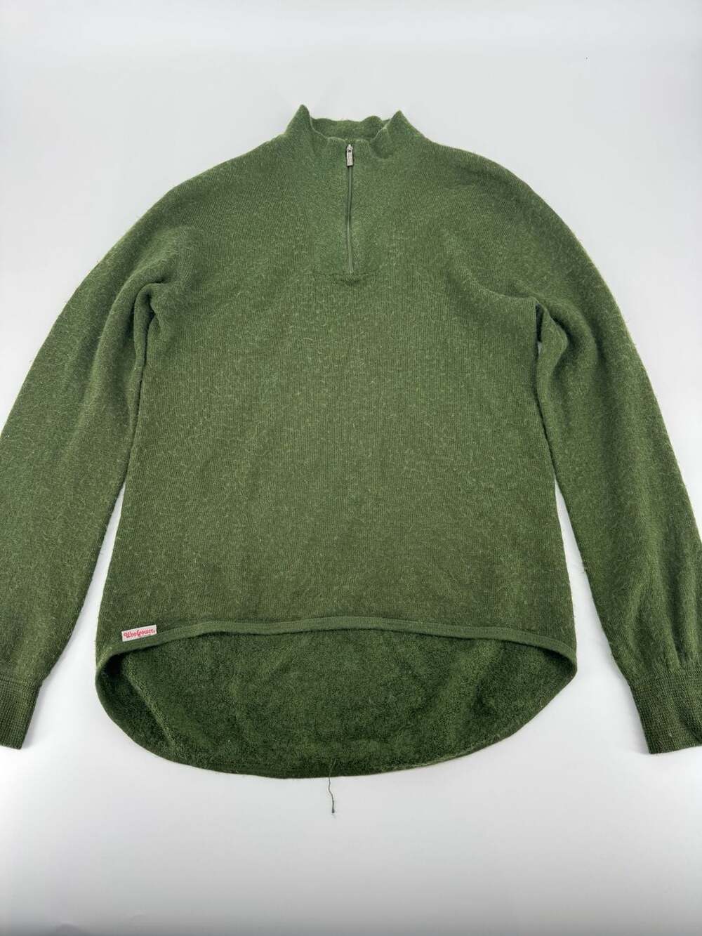 Woolpower Half Zip Pullover Green Merino Wool Base Layer Sweater